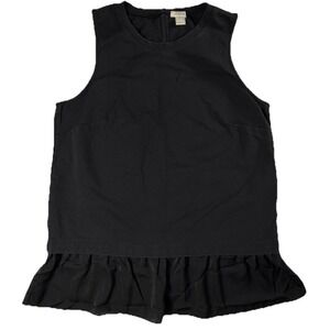 J.Crew Sleeveless Peplum Top Women's Size Small Black Back Button Cotton Blend